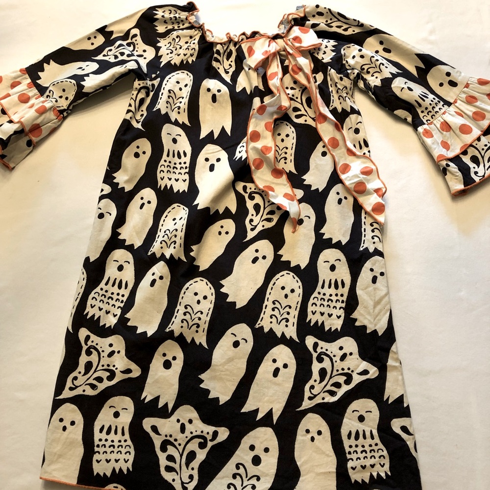 Vintage Halloween themed dress lacy ghost print size 7